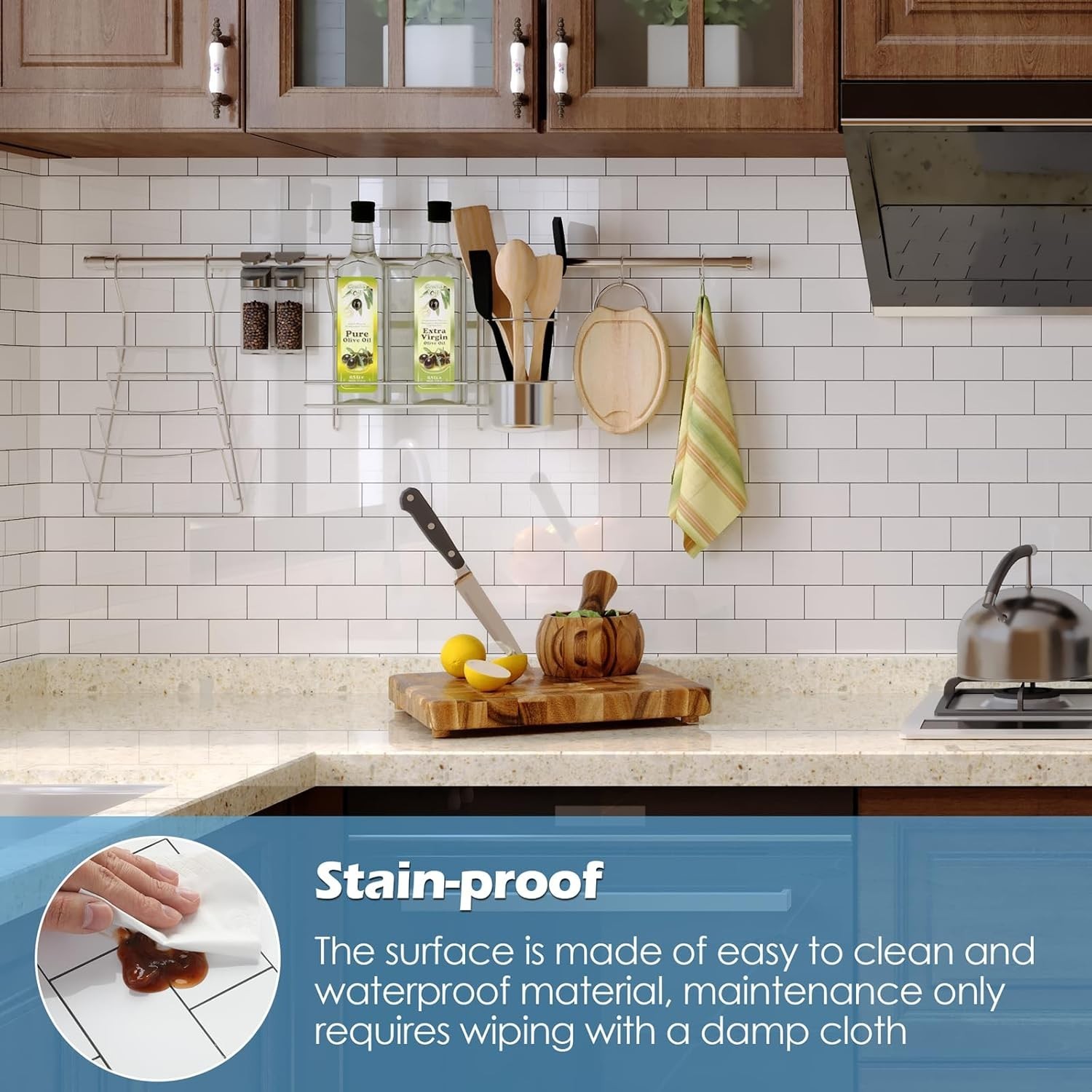 Elegant Peel and Stick Backsplash Tile 11.34″x11.57″ – 10 Pack in Glossy White