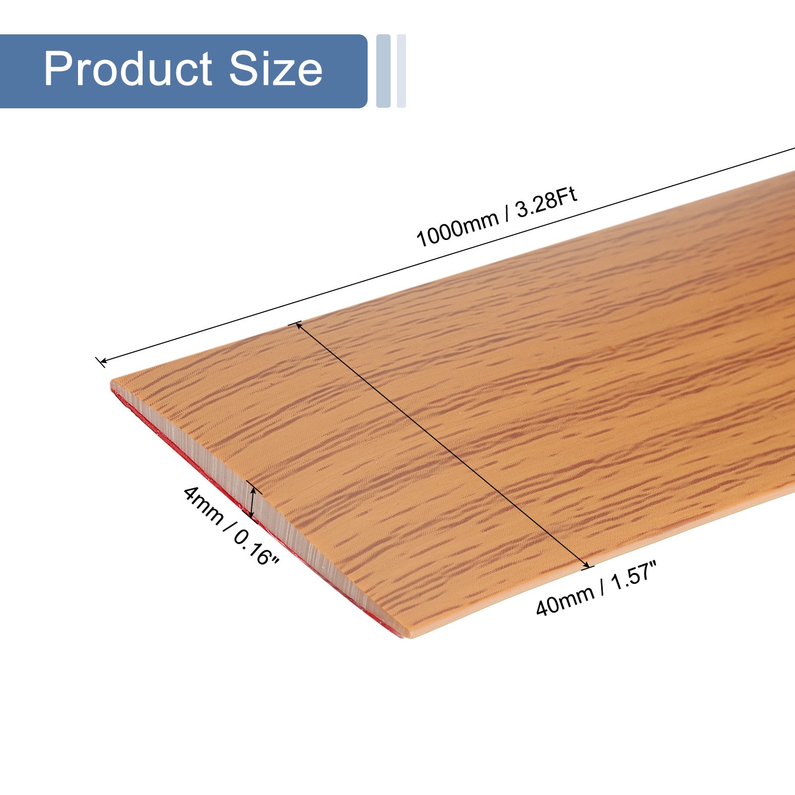 3.28Ft x 1.6″ Floor Transition Strip, Vinyl Floor Cover Strips, Brown Wood Grain