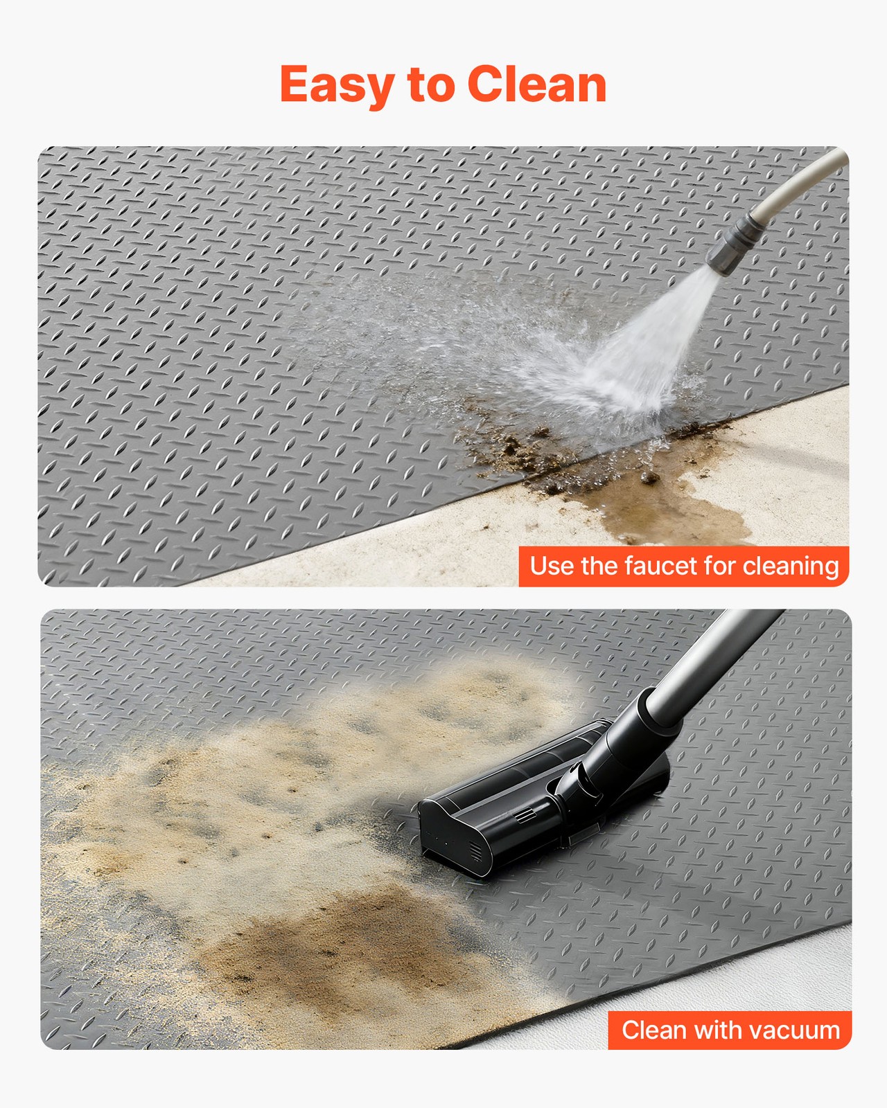 VEVOR Garage Floor Roll 7.5×20 ft PVC Diamond Mat Non-Slip Silver Gray