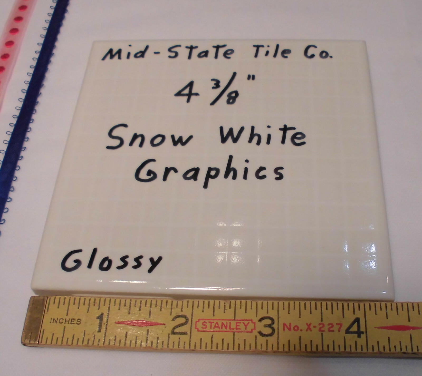 1 pc. *Snow White Graphics* 4-3/8″ Glossy Ceramic Tile by Mid-State: graft paper