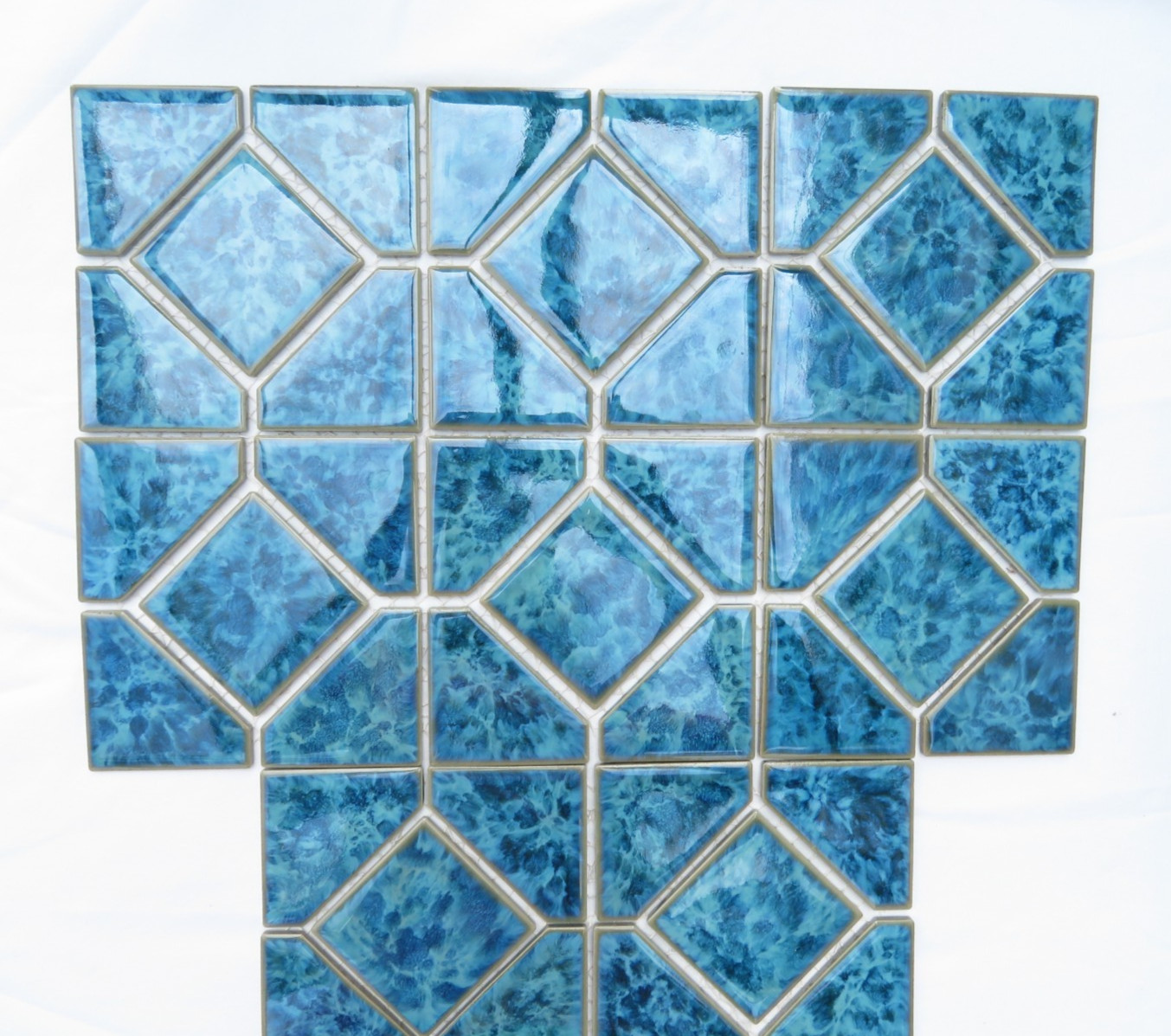 Tiles Weatherproof Medium Blues, 8 Decorative “Cloud” 6″ x 6″ On Netting UNUSED