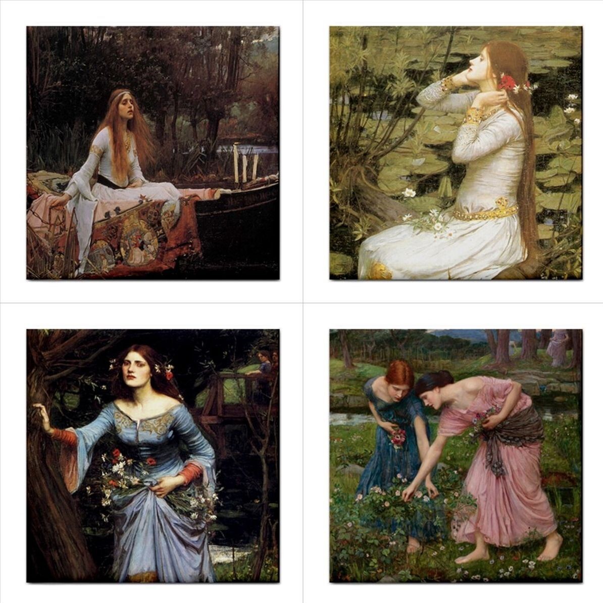 Ceramic Tiles John William Waterhouse Vintage Female Art Backsplash 16 Tile Set