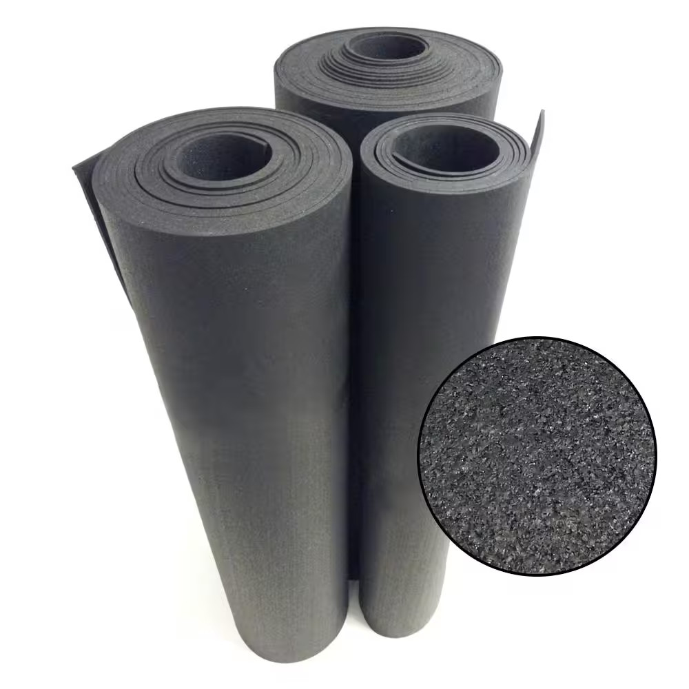 Recycled Flooring 1/4 In. T X 4 Ft. W X 10 Ft. L Black Commercial Rubber Floorin