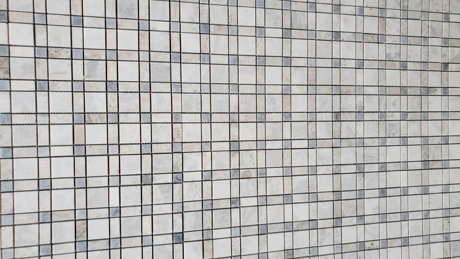 Plaid Carrara & Silver Shadow & Tahoe Honed Marble Mosaic Tile