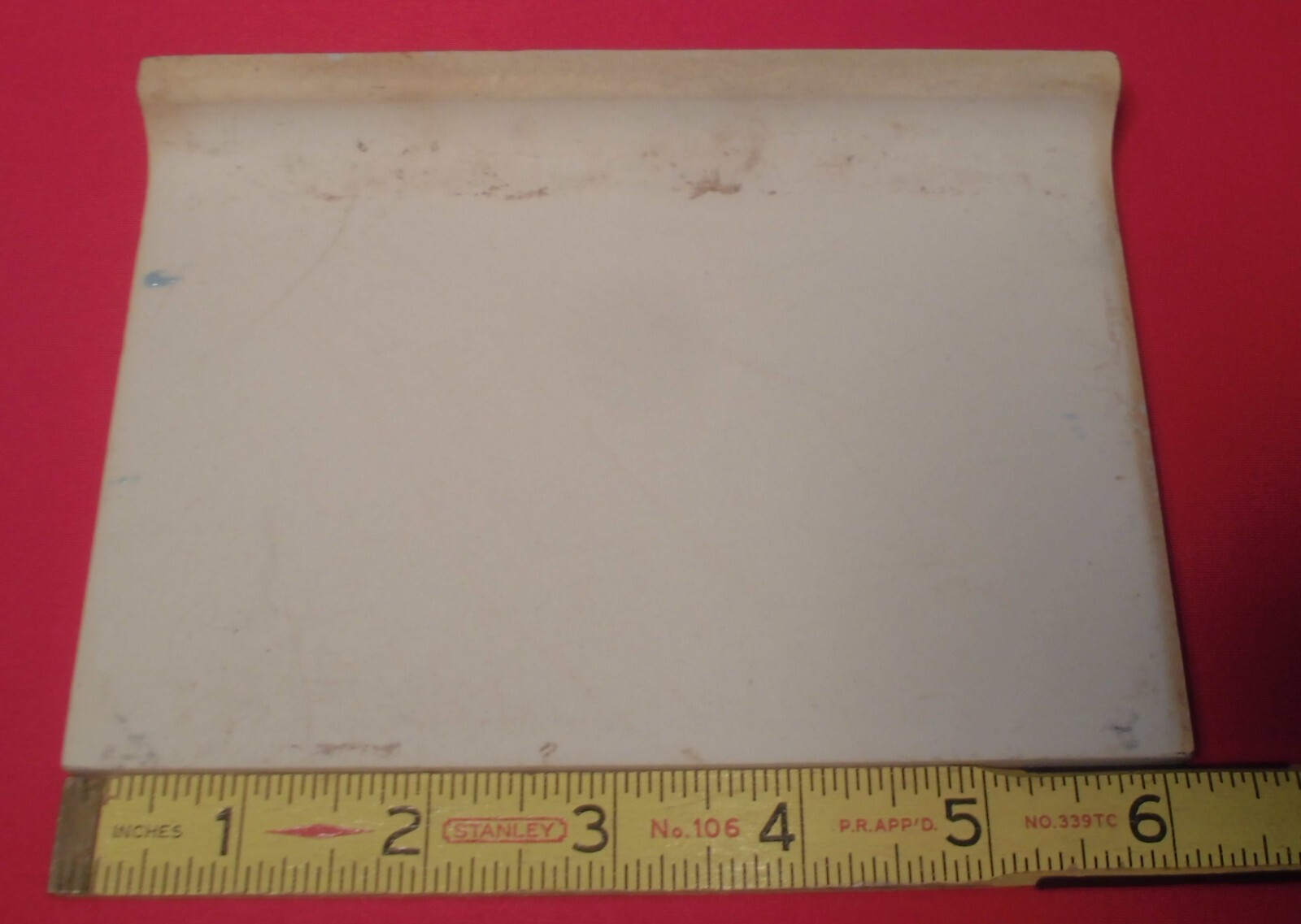 1 pc. *Blue Denim* Glossy Ceramic Bullnose Tile 4-3/8″ X 6-1/8″ by Mid-State Co.