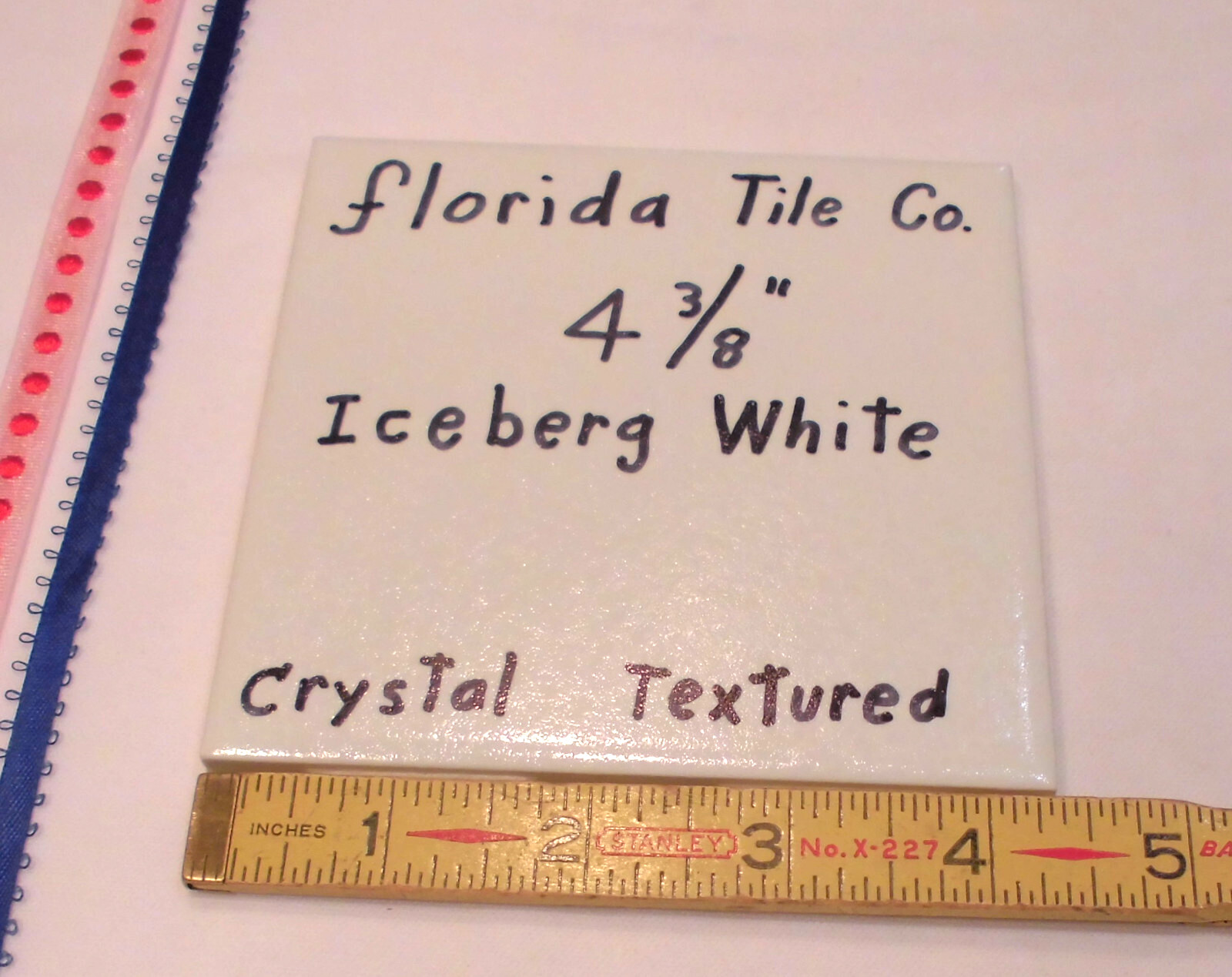 1 pc. *Iceberg White* 4-3/8″ Crystal Glazed Ceramic Tile by Florida Co. NEW
