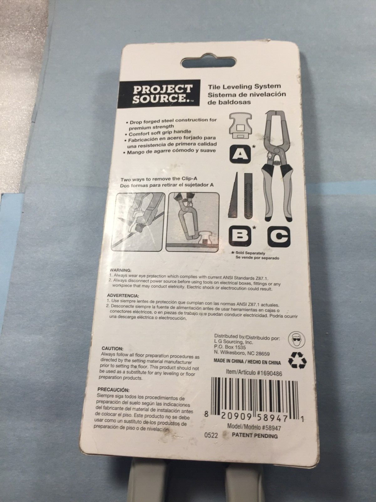 Tile Leveling Pliers – Project Source 1690487 (model# 58947) in org. package