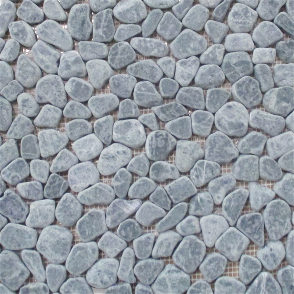 P65T Non Slip Pebble Stone Shower Floor Tile Tumbled Indian Green Marble