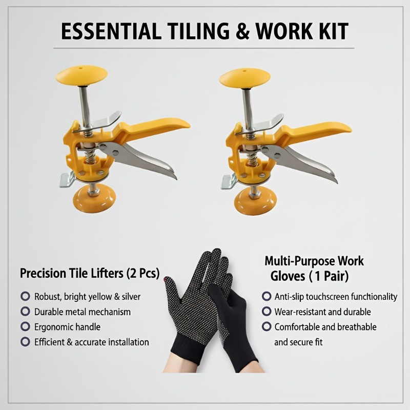 3-Piece Multifunctional Tile Leveling System—Height-Adjustable Lifting Tool