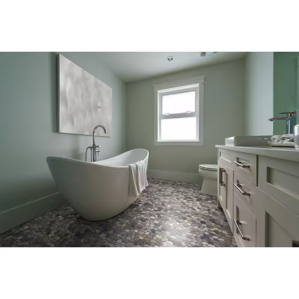 Sliced Pebble Tile River Grey 11-1/4 In. X 11-1/4 In. X 9.5 Mm Mesh-Mounted Mosa