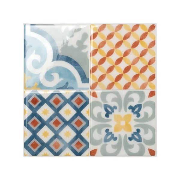 Vintage Almada Peel and Stick Backsplash Tiles Colorful