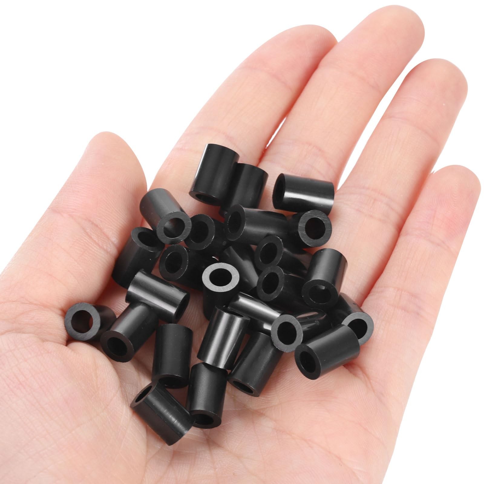 uxcell 100pcs Nylon Round Spacers 4mm ID, 7mm OD, 10mm Height, balck