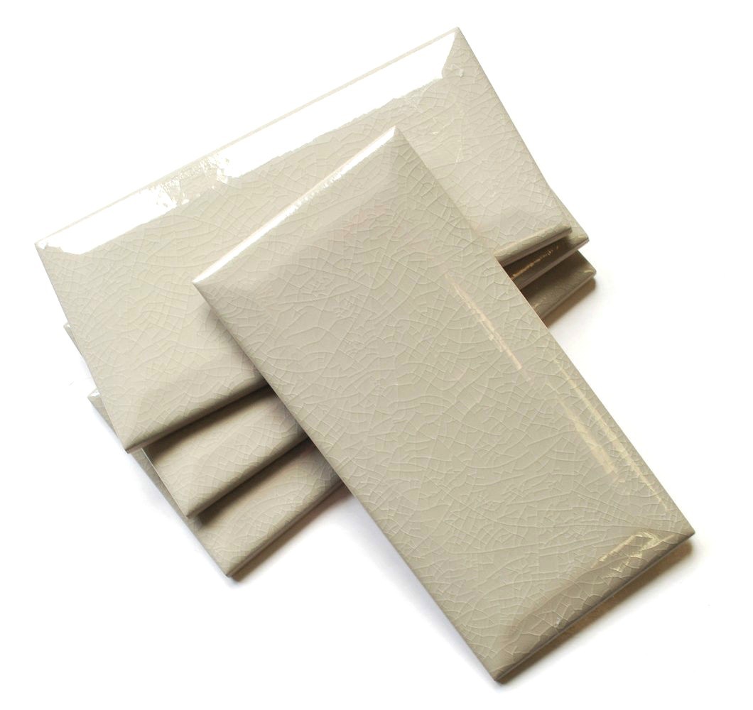 3×6 Silver Crackled Glazed Glossy Beveled Subway Ceramic Tile Wall BOX OF 13 SF