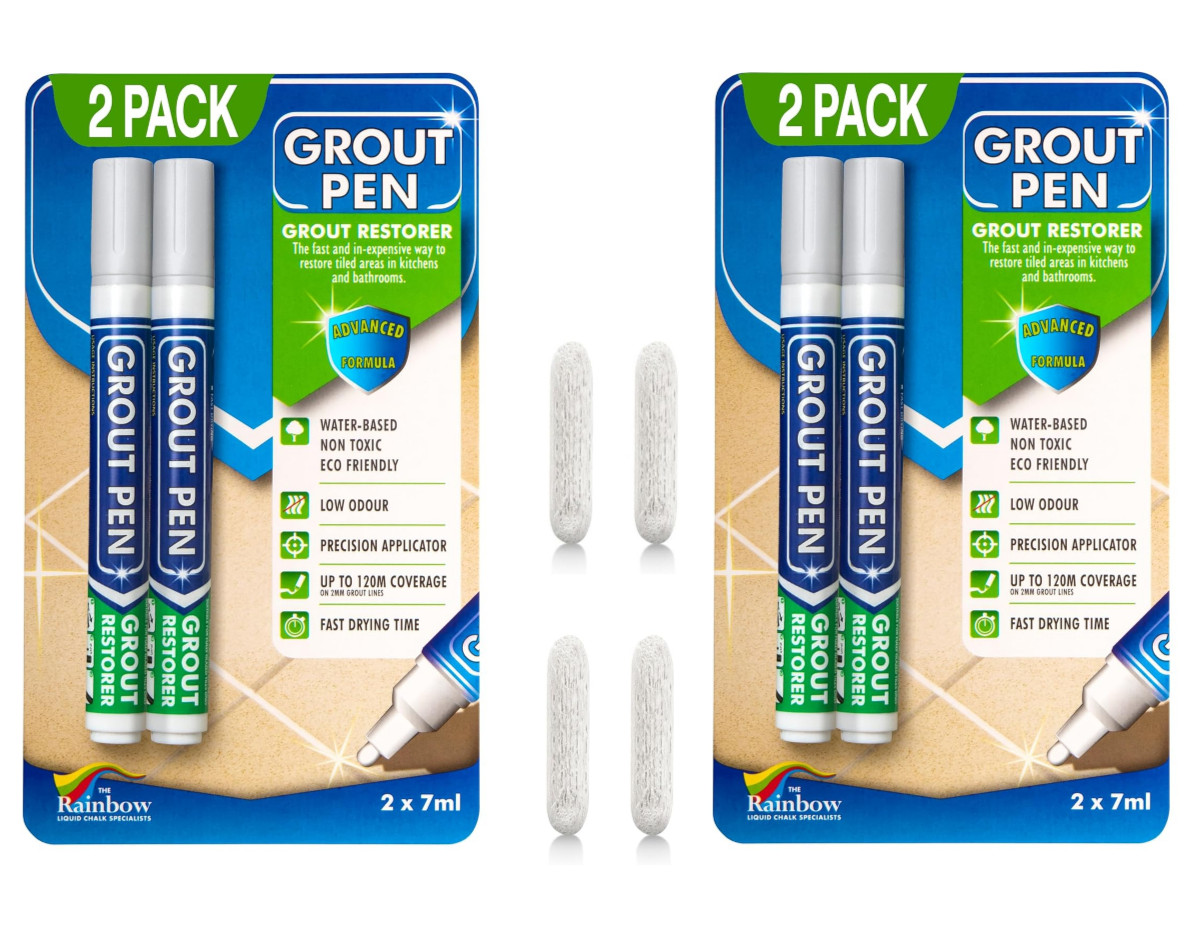 4x Grout Pen Light Grey Tile Paint Marker: Waterproof Tile Grout with Extra Tips