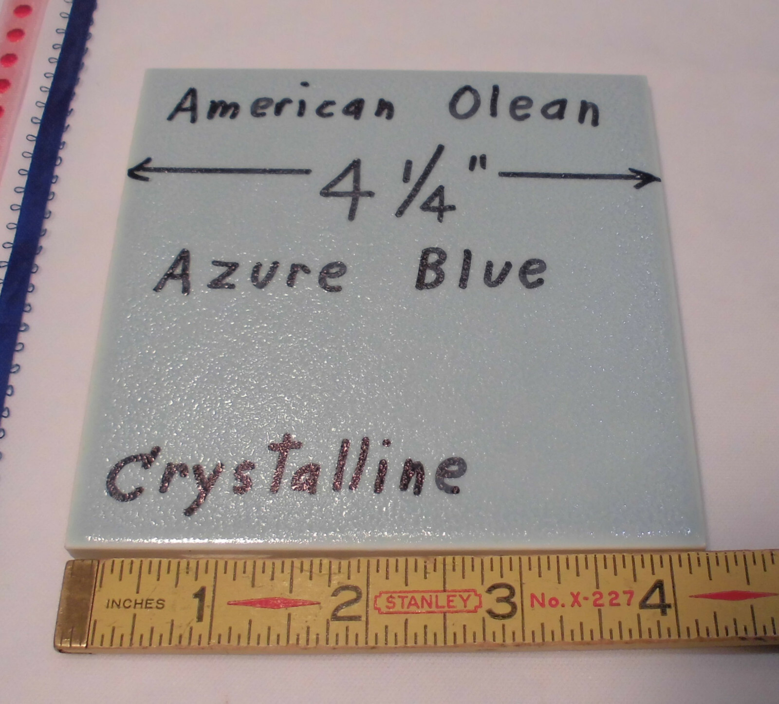 1 pc. *Blue* Ceramic Tile *Crystalline Glazed* by American Olean Co. 4-1/4″ NOS