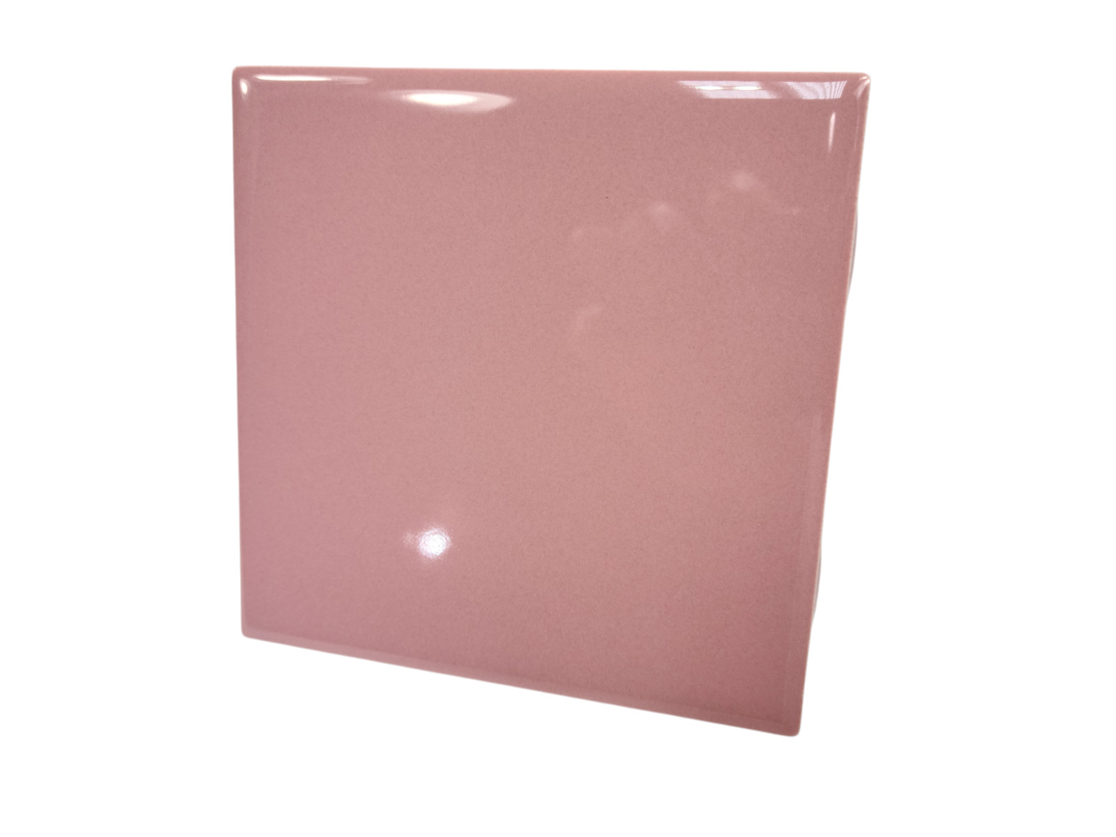 Carnation Pink Ceramic Tile 4.25 in Subway Square Mid Century Modern