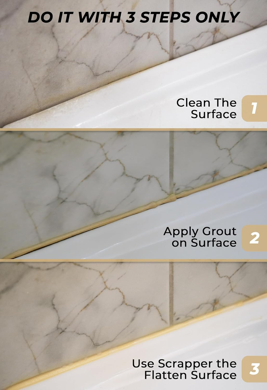 Tile Grout Repair, Beige 8.8 Oz/250Gr. Fast Drying Grout Repair Kit, Grout Fille