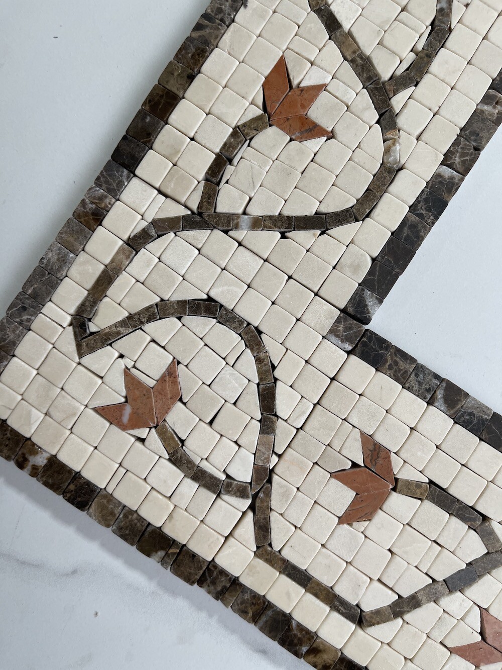 B4682T Marble Mosaic Border Accent Listello Tile Edera Sienna 4×11 Tumbled