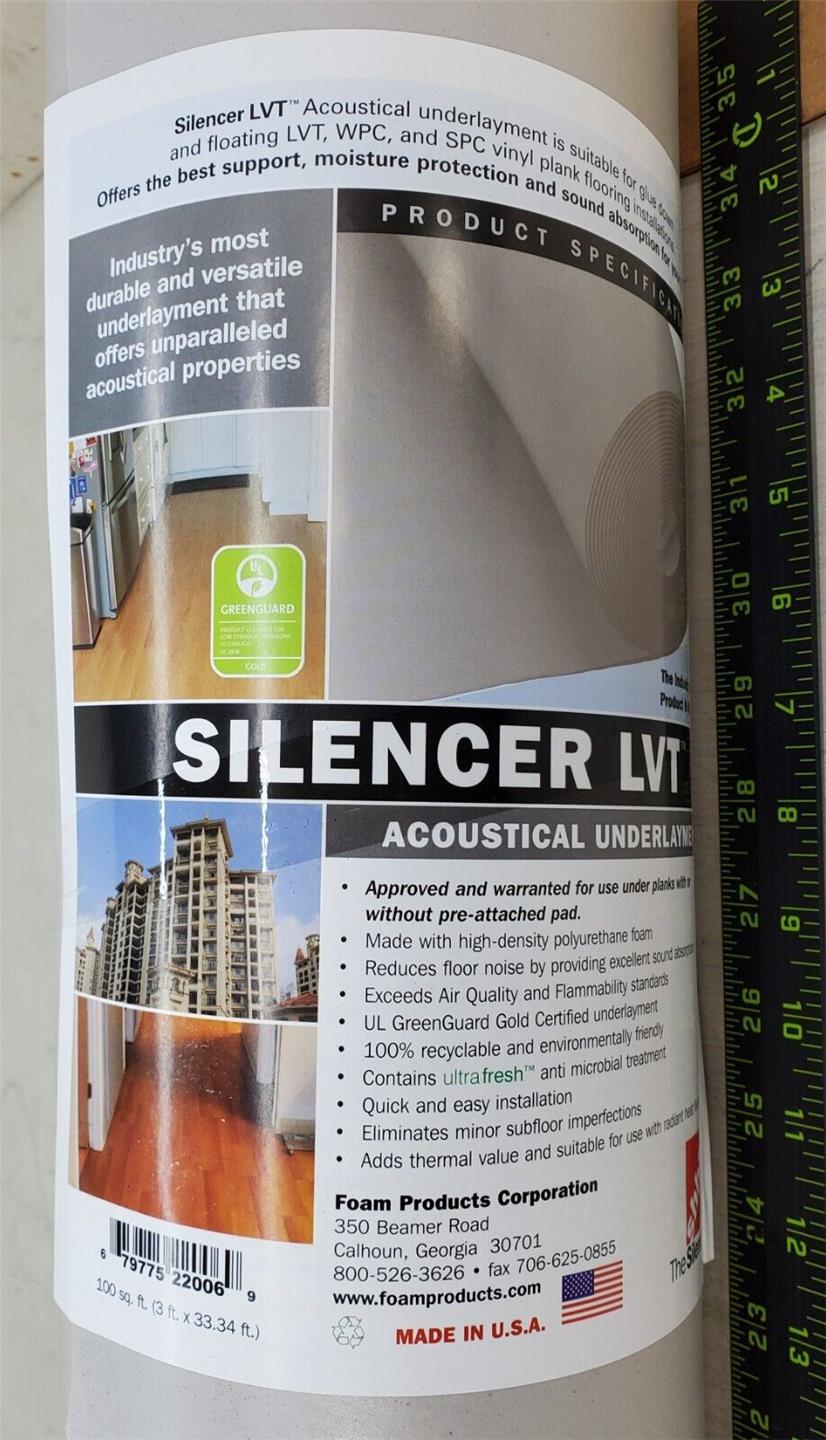 Silencer LVT Vinyl / Hybrid Resilient Floor Underlayment 100 sqft Roll