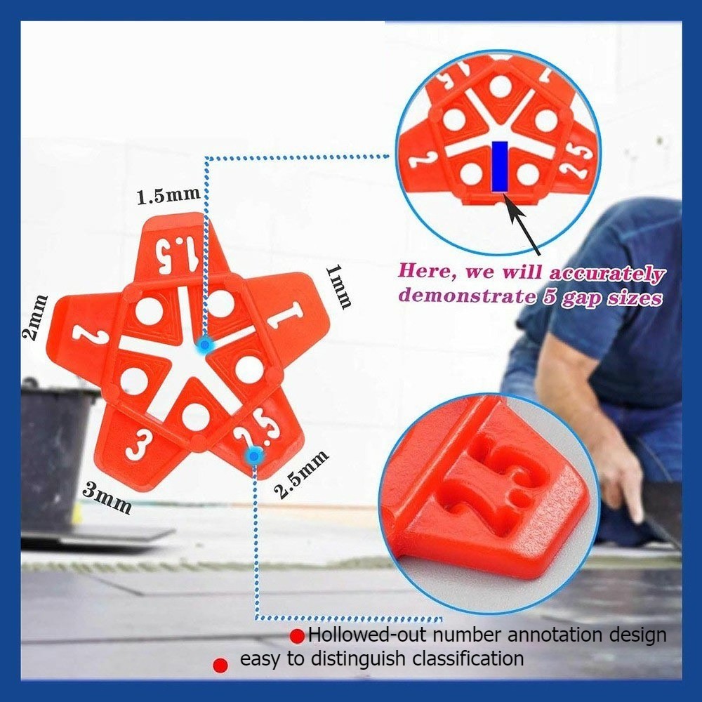 Reusable 5-in-1 Tile Grout Spacers 300PCS Set 1mm to 3mm Gap Alignment Tools