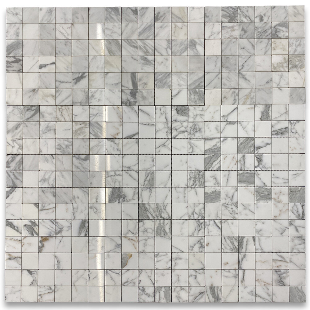 L25XP 2×2 Square Statuary Statuario White Italian Marble Mosaic Tile Polishe