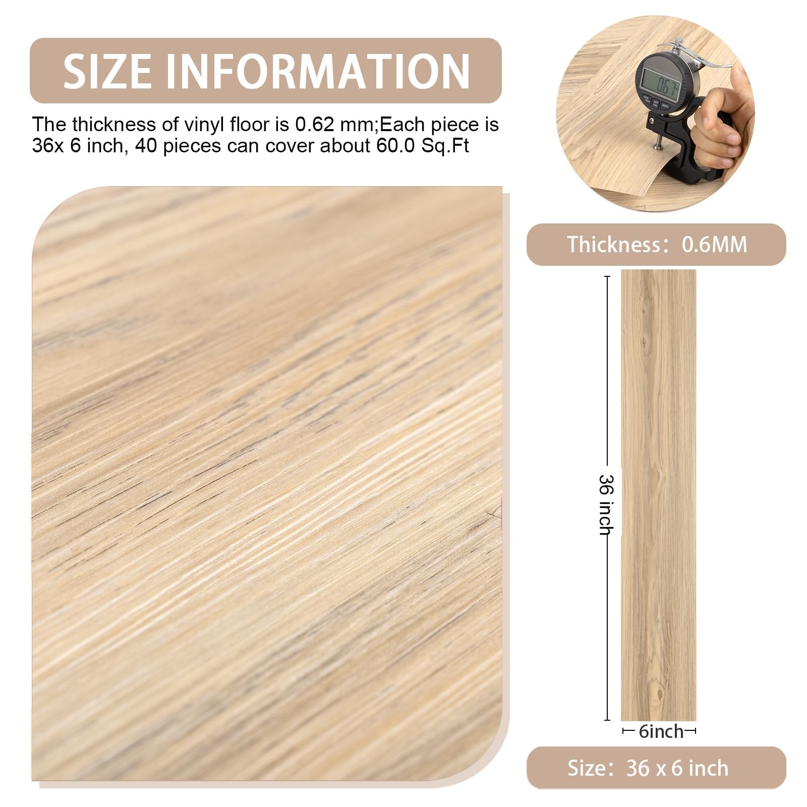 Dureidos Peel And Stick Floor Tile 40 Pcs 60.0 Sq.Ft Peel And Stick Flooring