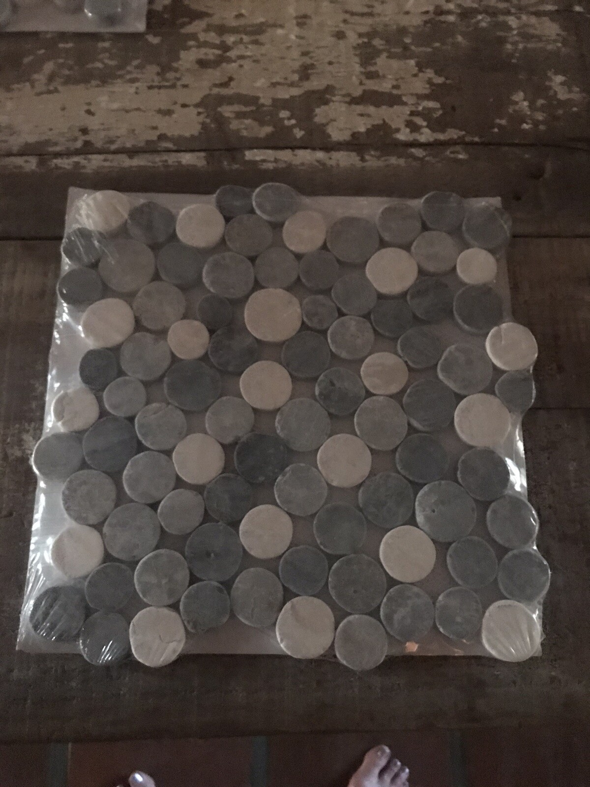 Pebble Stone Tile grey gray 12×12 River Rock Shower Floor Wall niche mosaic new