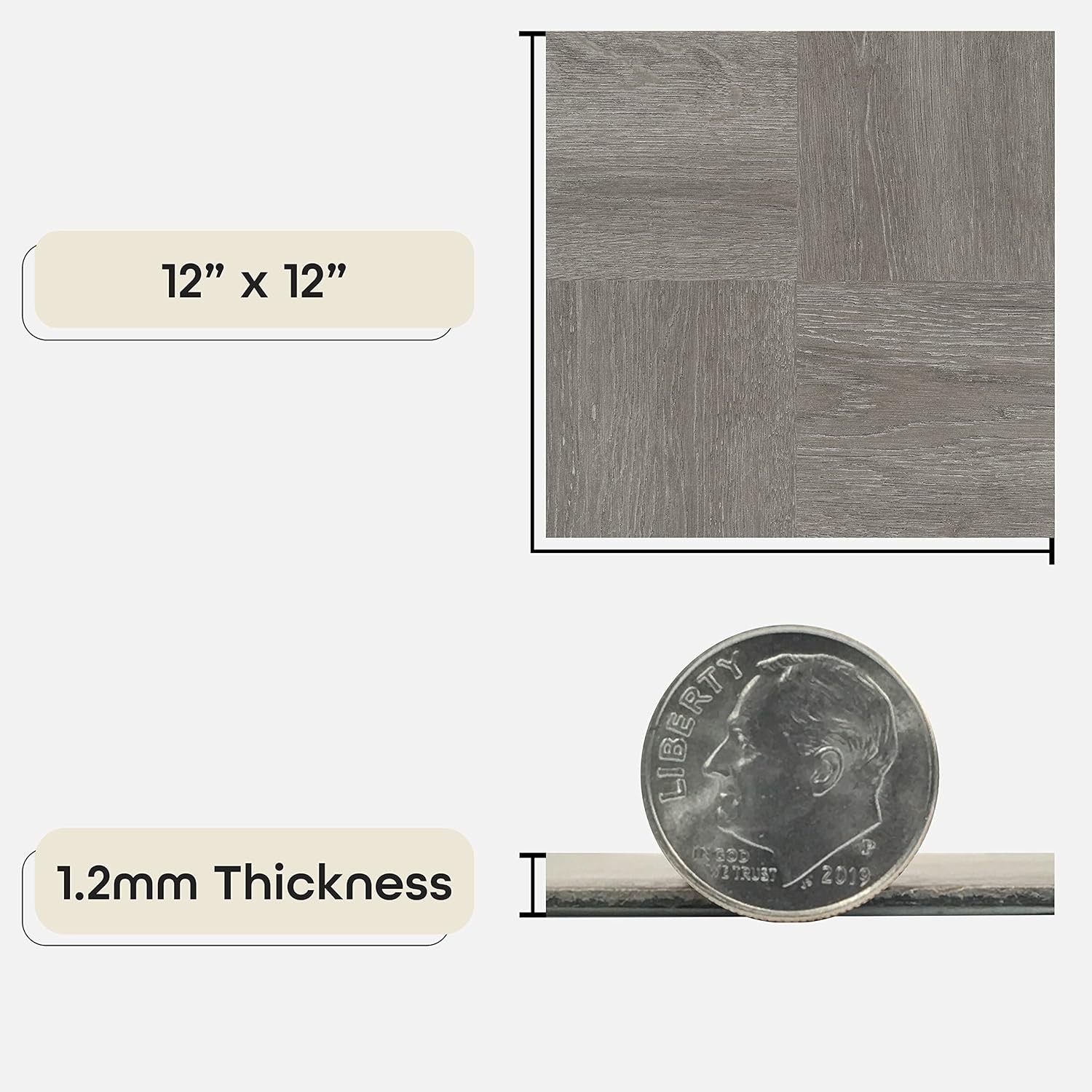 Nexus Self Adhesive 12-Inch Vinyl Floor Tiles, 20 Tiles – 12″ x 12″, Charcoal…