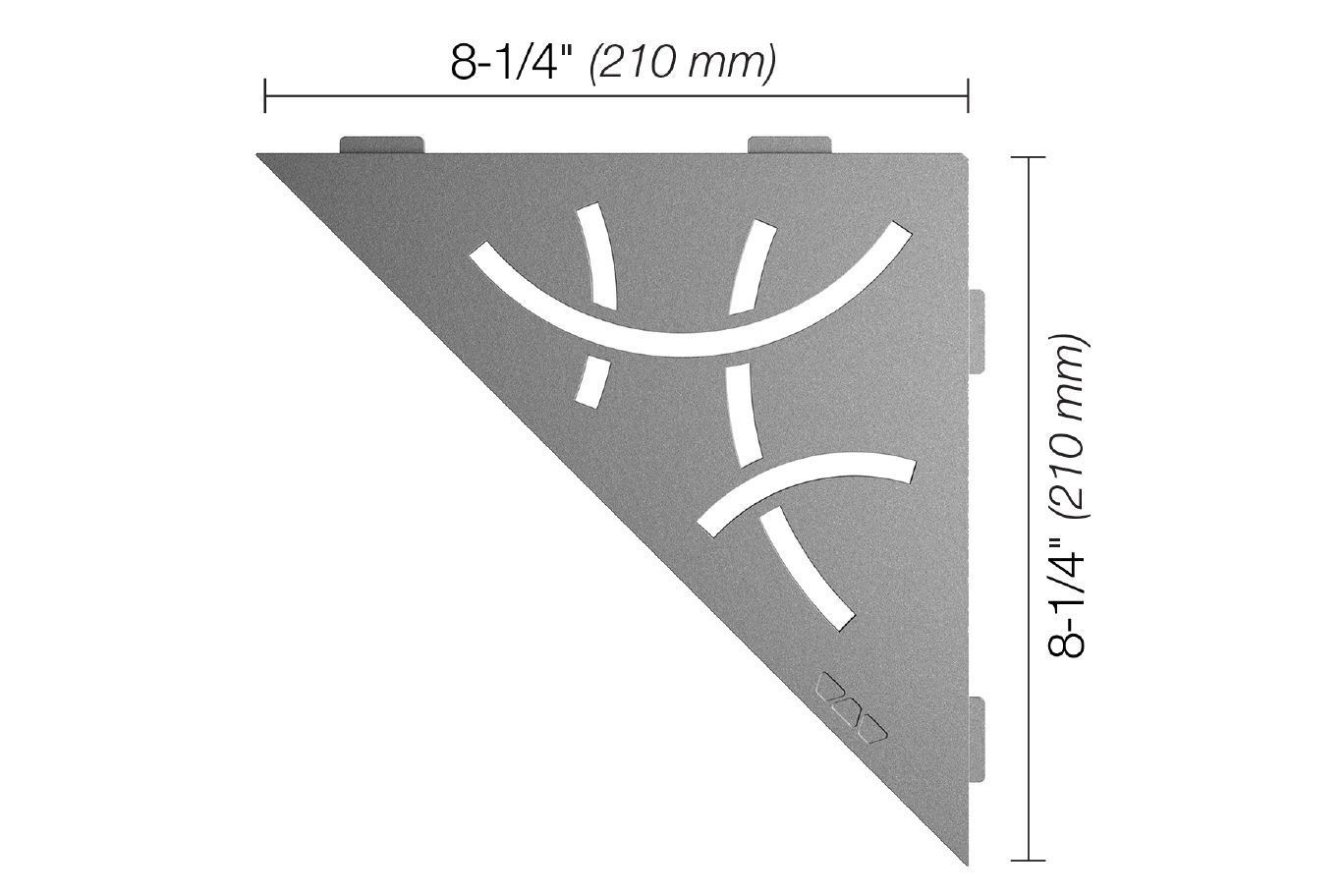 Schluter SHELF-E Triangular Corner Shelf Curve Design Aluminum Pewter SES1D6TSG