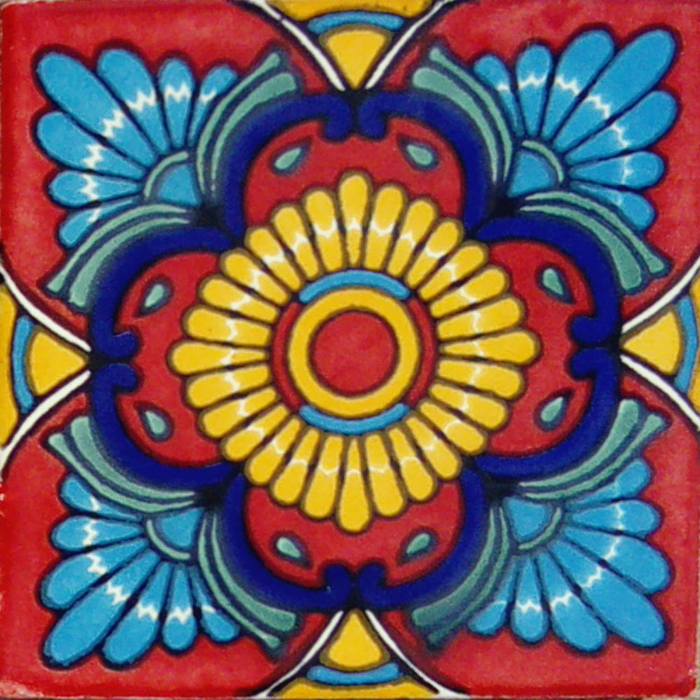 9 MEXICAN TILES WALL OR FLOOR USE TALAVERA MEXICO CERAMIC HANDMADE POTTERY C#076