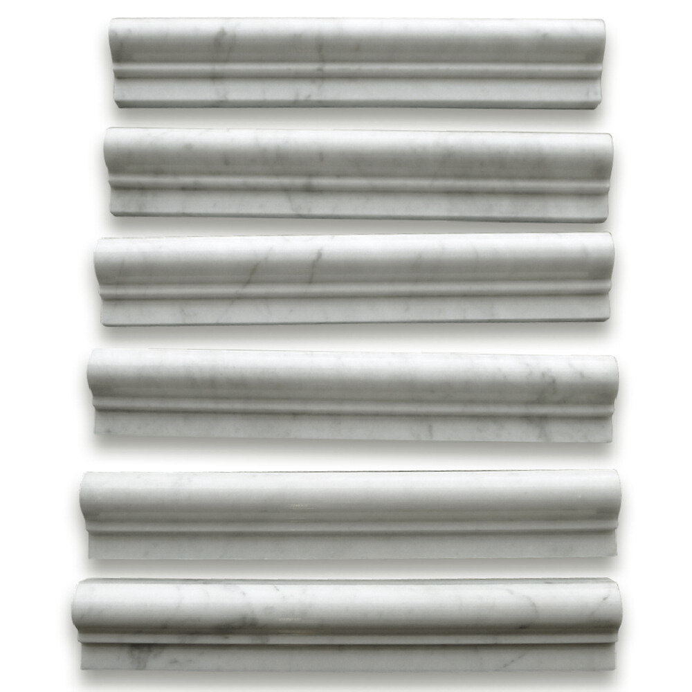 C04P Chair Rail Carrara Marble Venato Carrera Bullnose Trim Molding Polish