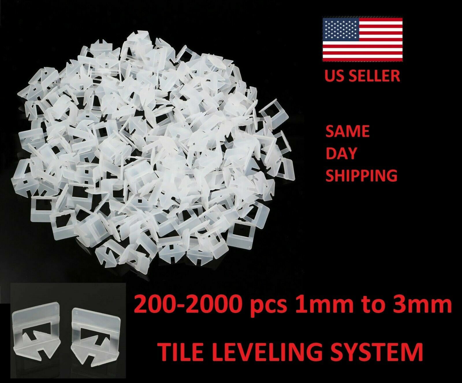 2000 Clip Tile Leveling System Kit Floor Wall 1.5 mm Tile Spacer Tiling Tool