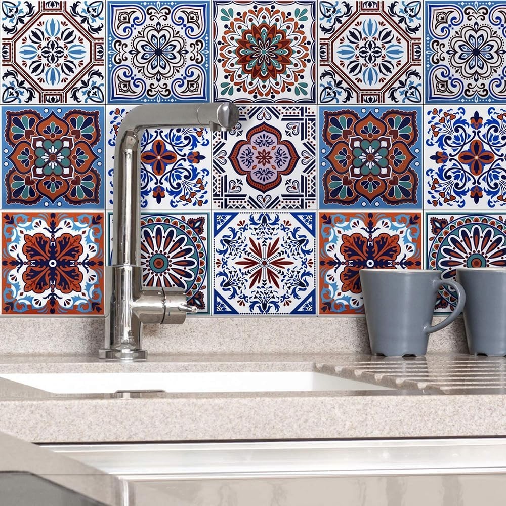 32 Colorful Talavera Peel and Stick Backsplash Tiles – Waterproof & Easy Install