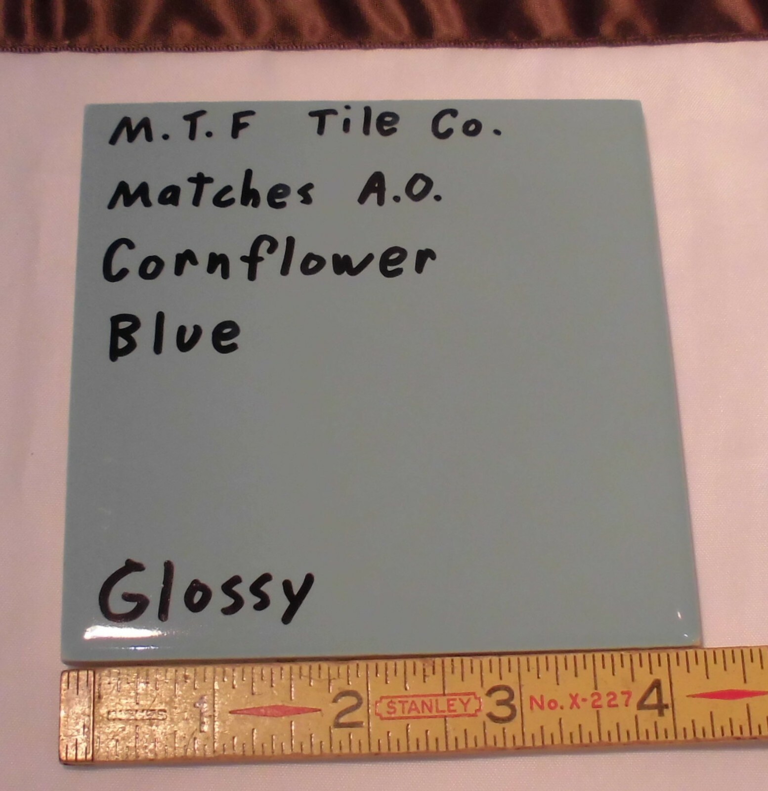 1 pc. VTG *Blue* 4-1/4″ Glossy Ceramic Tile by Monarch Co.; Match AO Cornflower