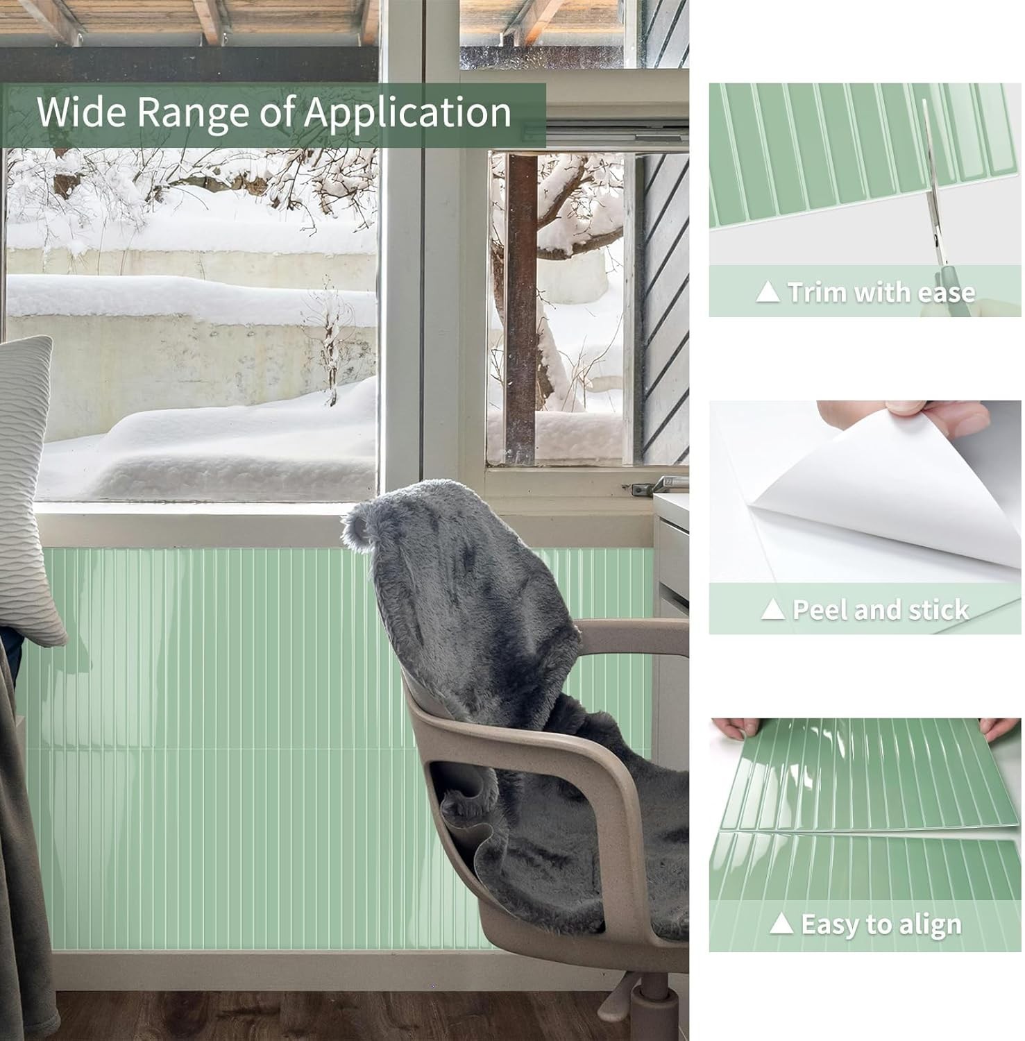 Upgraded 10-Pack 12″x12″ Sage Green Peel & Stick Wall Tiles for Modern Spaces