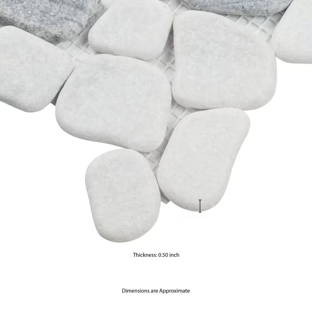 Black and White Pebbles 12 In. X 12 In. X 10 Mm Tumbled Marble Mosaic Tile (0.9