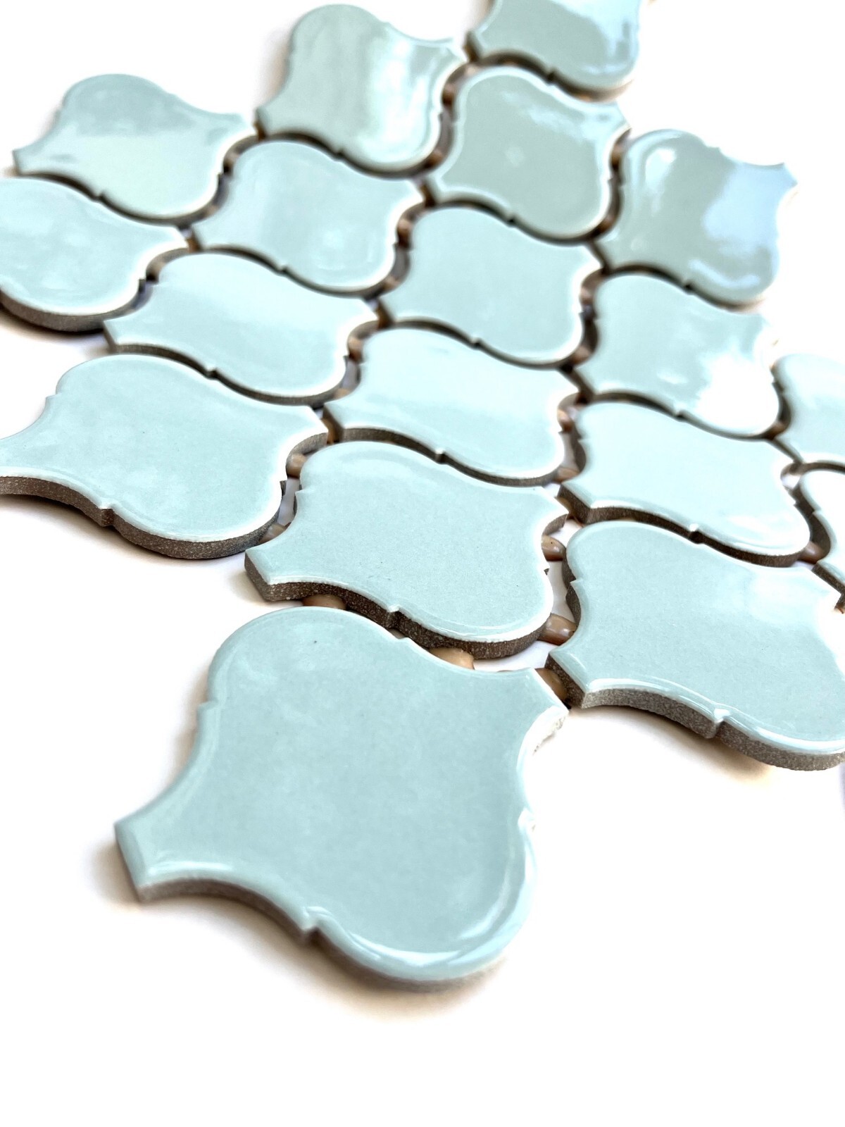 Turquoise Glossy Lantern Arabesque Porcelain Mosaic Tile Wall Floor Backsplash