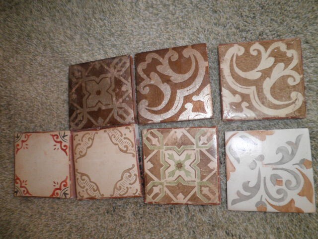 Vintage Walker Zanger Contessa Deco Tiles lot brown white silver green