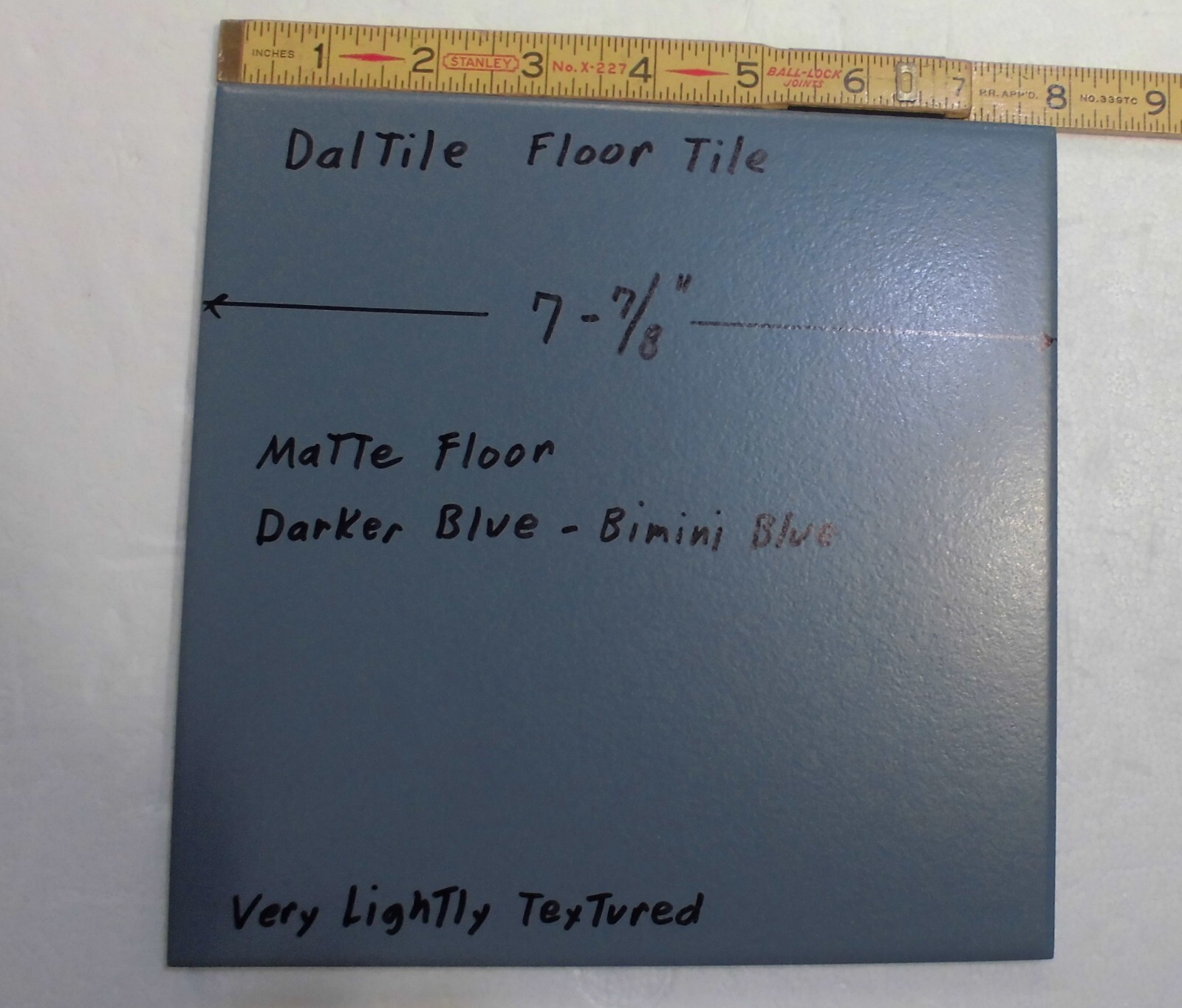 1 pc. Matte Darker Blue: 8″ Daltile Ceramic Floor Tile: Lightly Textured, NEW