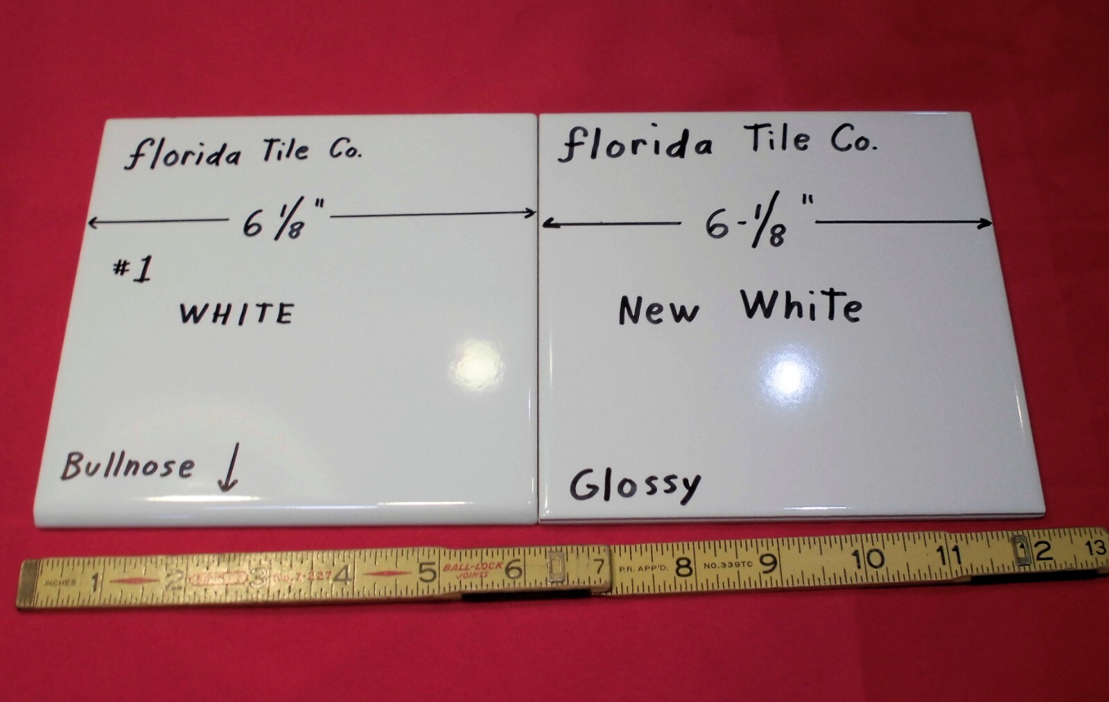Glossy #1 White: 6-1/8″ Ceramic Bullnose Tile by Florida Co. Made in USA, NOS