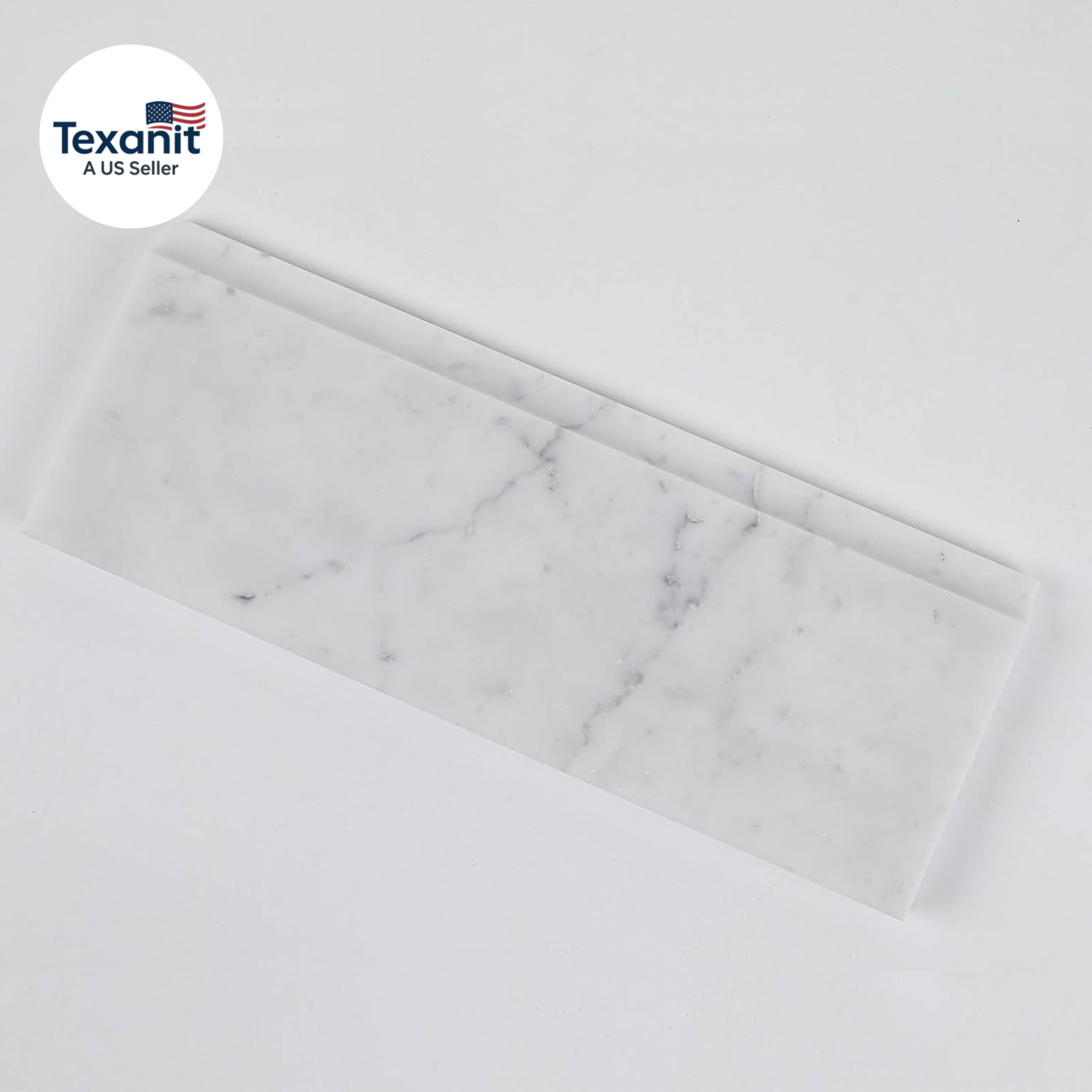 4 PCS Carrara Marble Baseboard for Kitchen Bathroom Floor Shower, White Marble T
