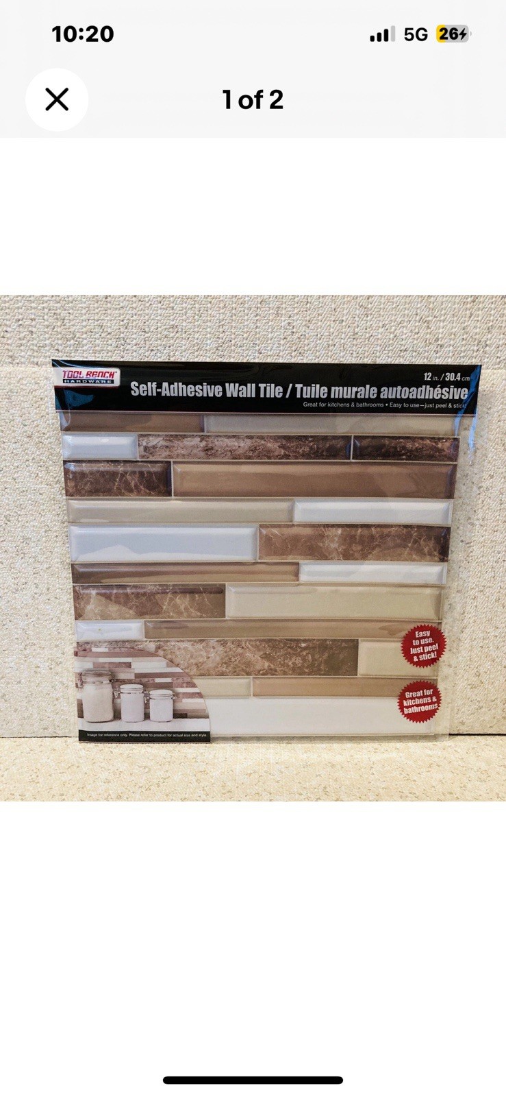 3D Hardware Self Adhesive Tan Brown and White Wall Tile 12×12 in