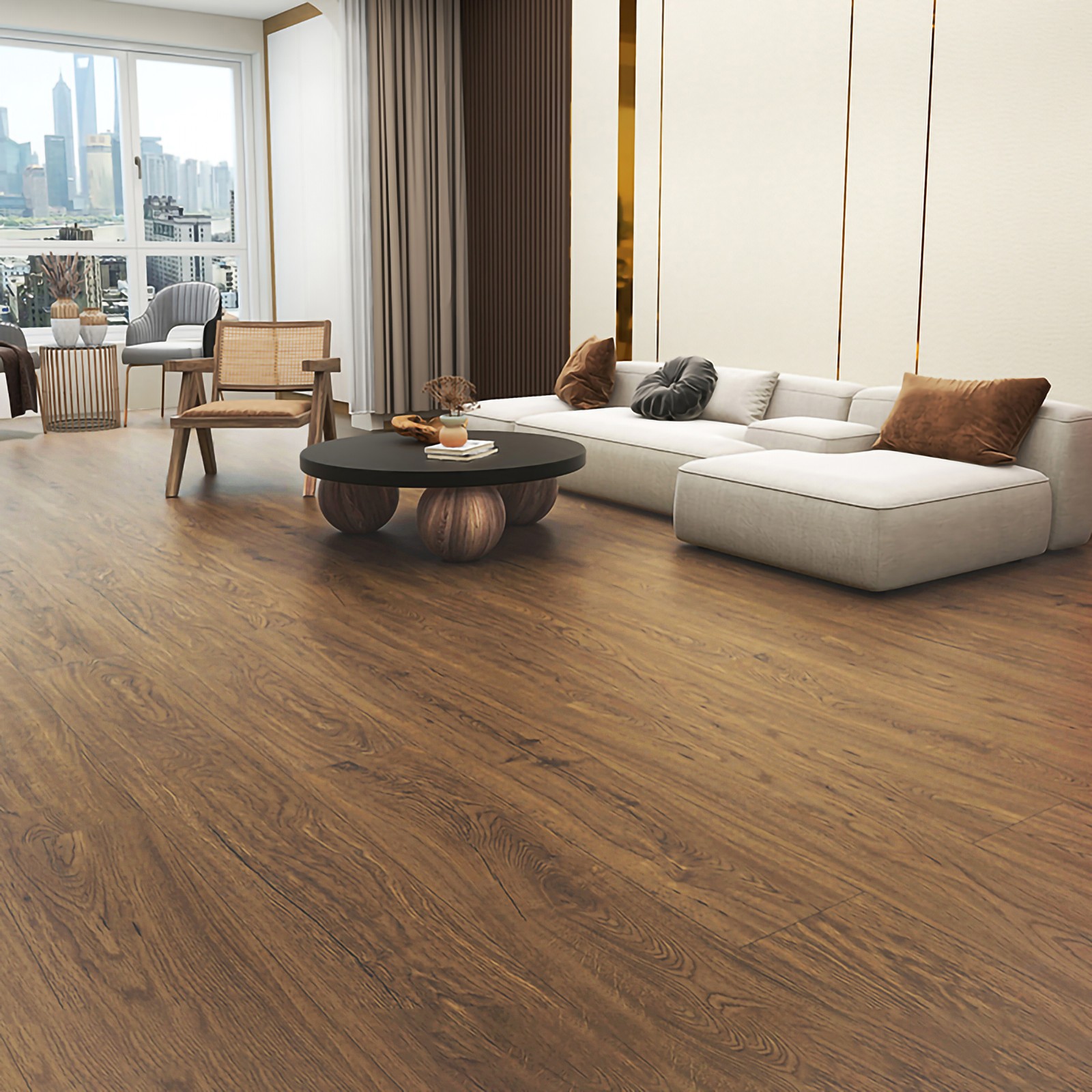 Chiselled Wood Grain Vinyl Flooring 10 Planks 48″ X 7″ Wood-Look Planks 23 SQF