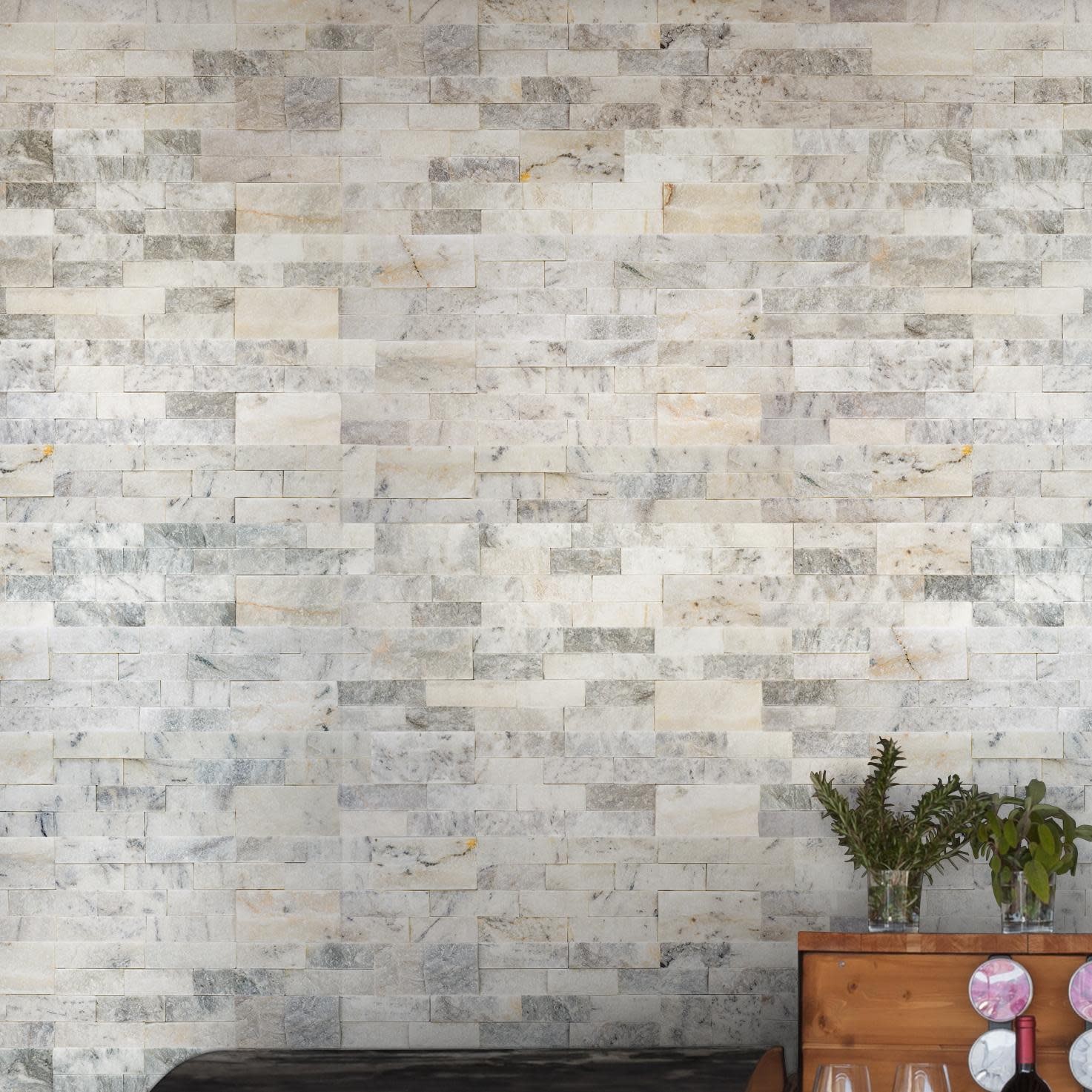 Ackland AKPLPM6X24F-CA 6″ x 24″ Marble Hardscape Wall Tile – – Auric White