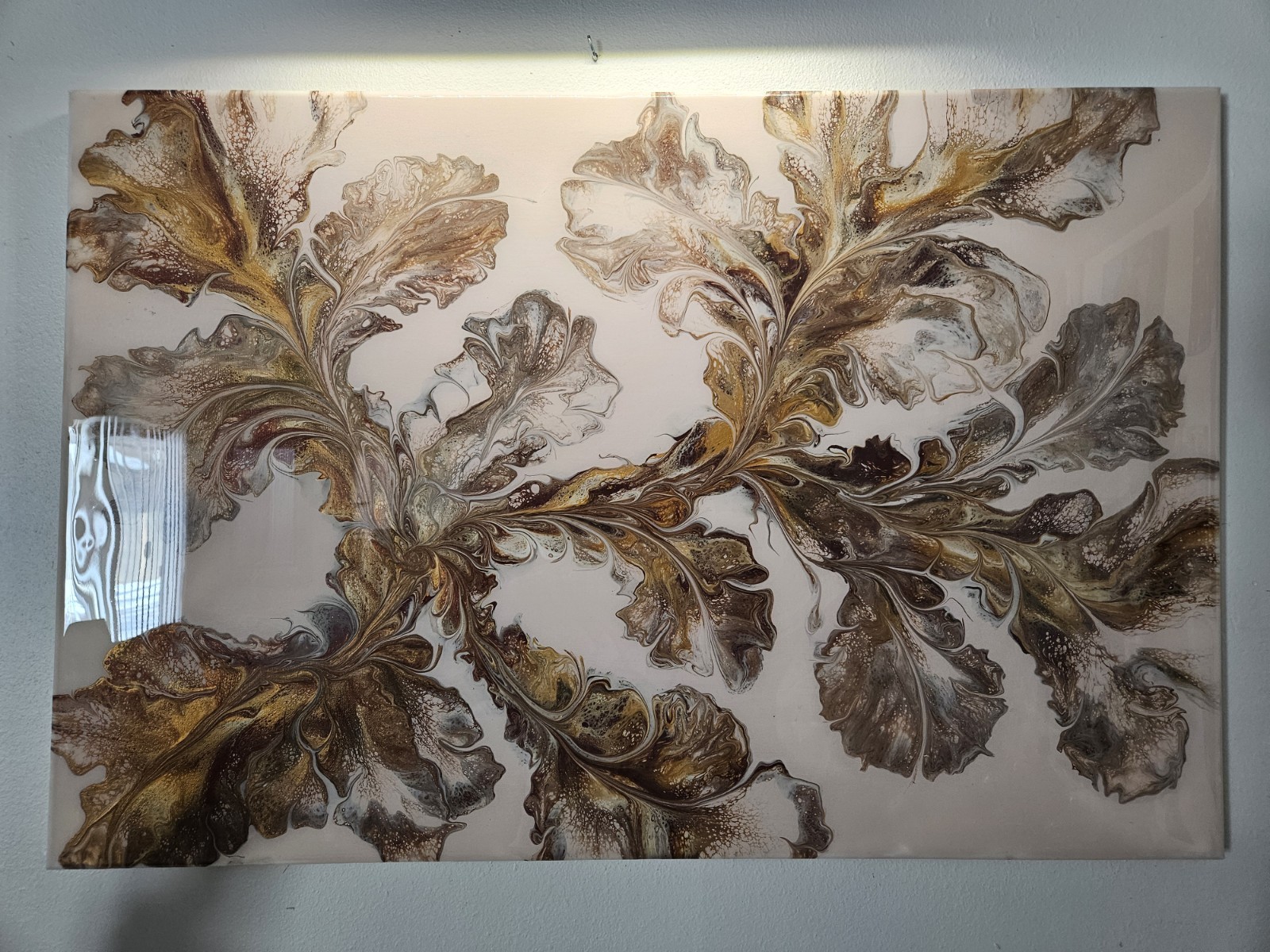 Lg 24×36 Beautiful epoxy resin coated floral dutch pour/w matching coasters.