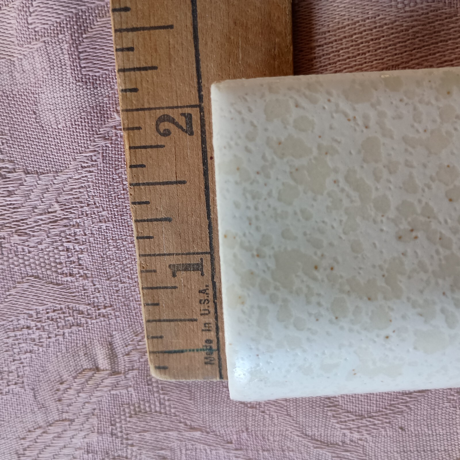Vintage Glossy Ceramic Radius Bullnose Tile NOS Unknown Cream & Beige Yellowish