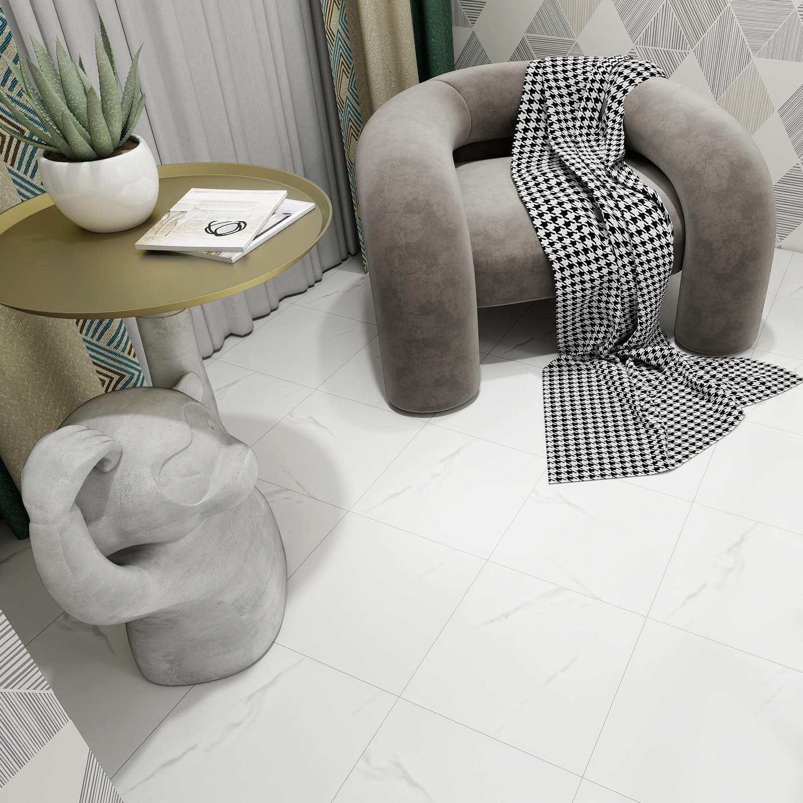 20-Pack 12″x12″ Marble Peel and Stick Floor Tiles Waterproof Self Adhesive Vi…
