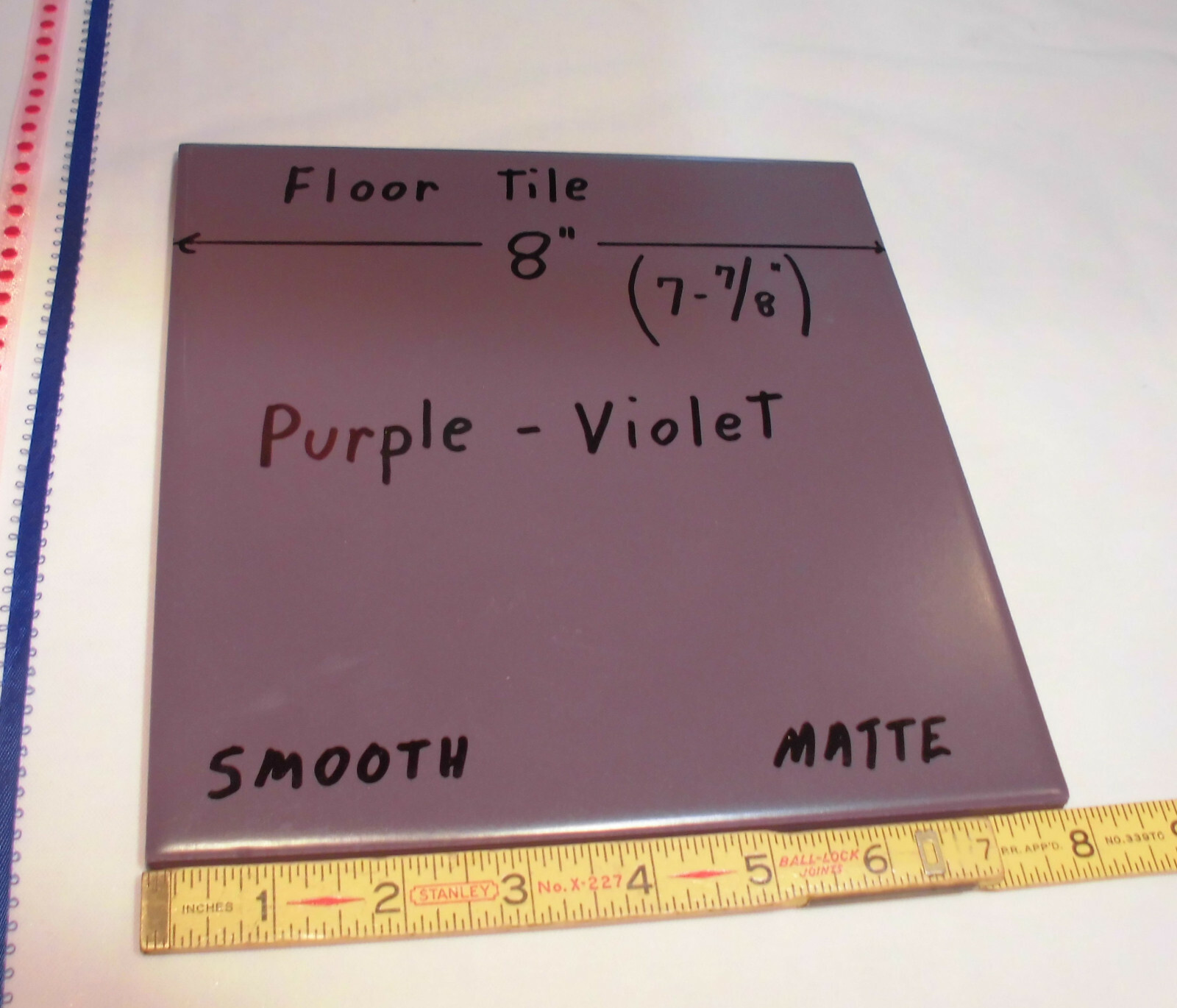 1 pc. *Purple – Violet* Ceramic Floor Tile: 8″ X 8″ Smooth Matte Finish