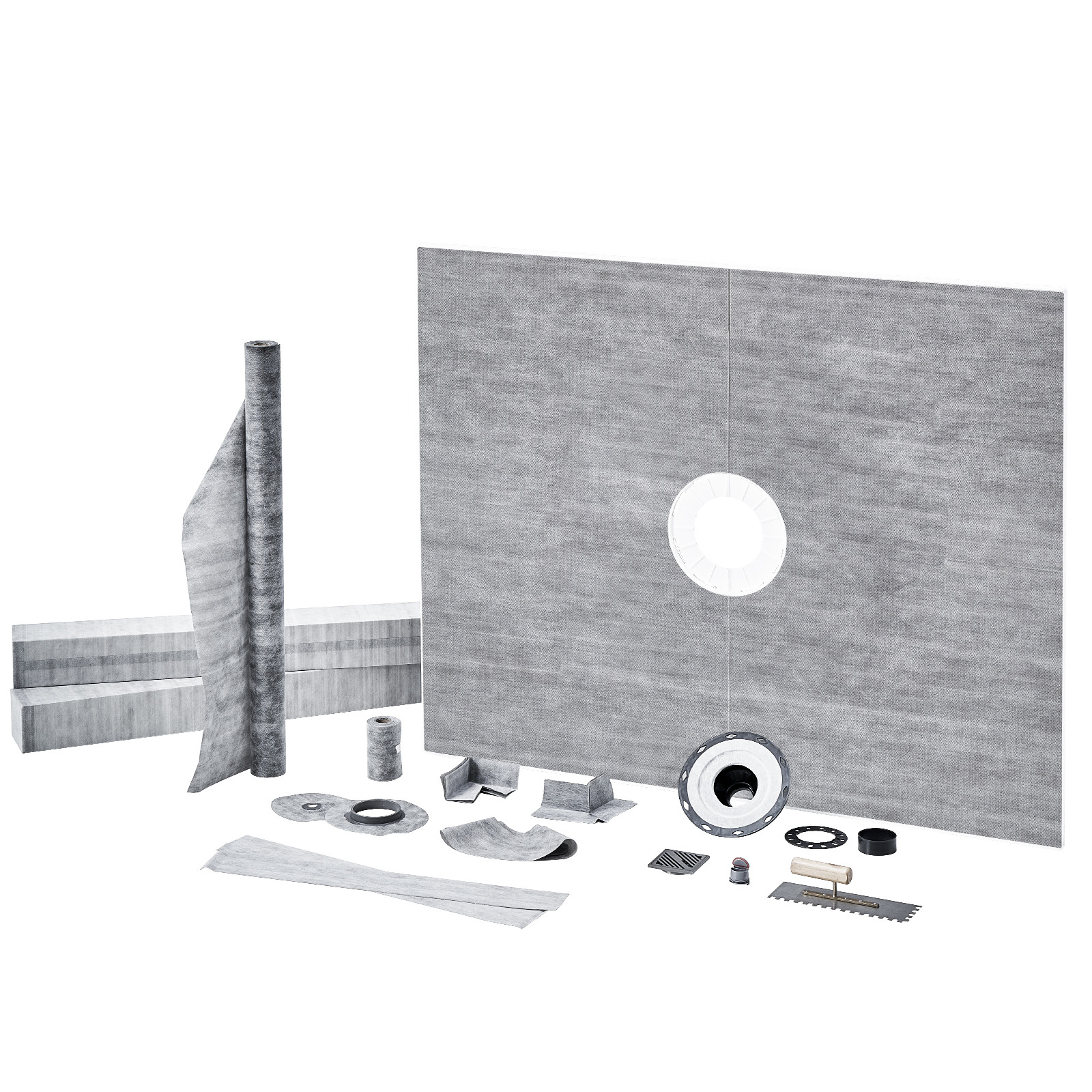 VEVOR Shower Curb Kit Shower Pan Kit 60×48″ w/ 2″ Central Flange PVC Waterproof