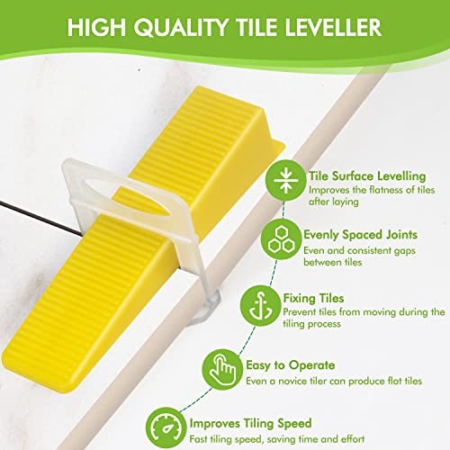 Tile Leveling System 1/16”Kit, 600pcs Tile Leveler Spacers Clips+200pcs 1/16″